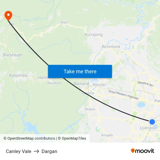 Canley Vale to Dargan map