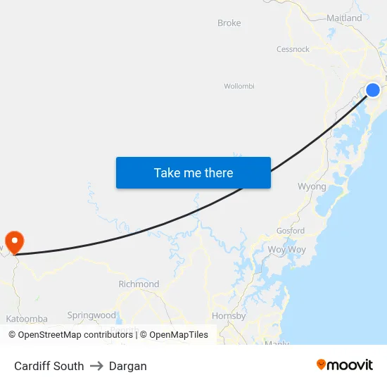 Cardiff South to Dargan map