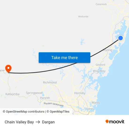 Chain Valley Bay to Dargan map