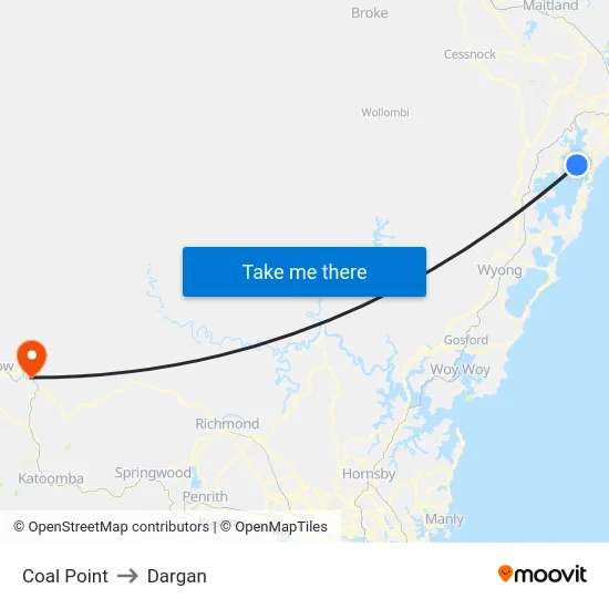 Coal Point to Dargan map