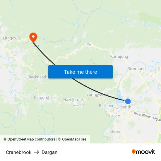 Cranebrook to Dargan map
