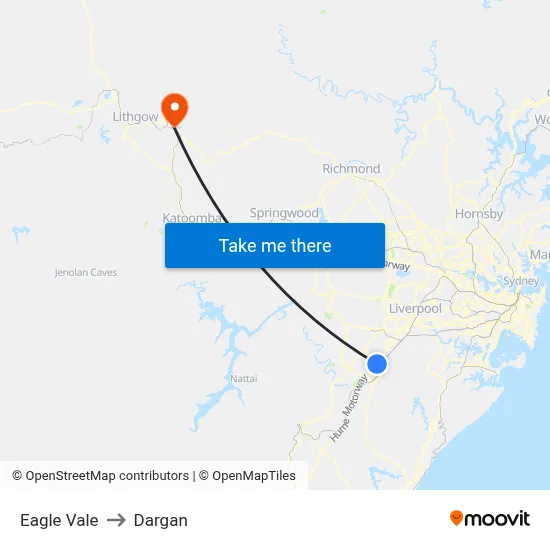 Eagle Vale to Dargan map