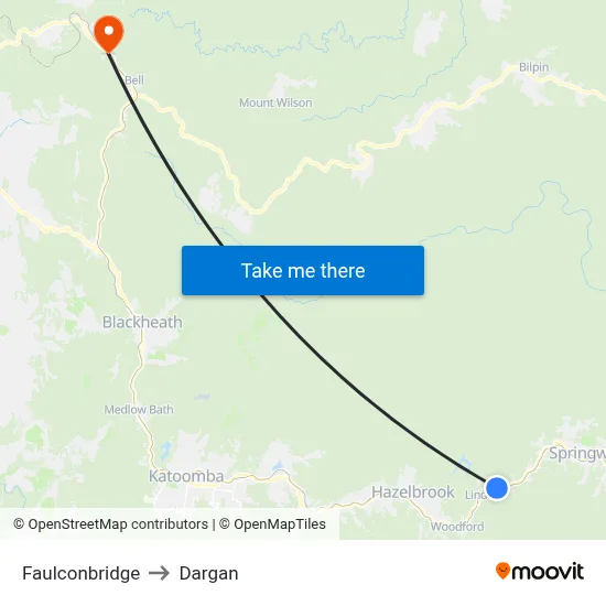 Faulconbridge to Dargan map