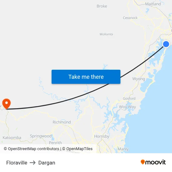 Floraville to Dargan map