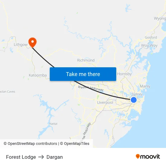 Forest Lodge to Dargan map