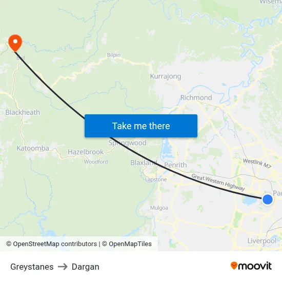 Greystanes to Dargan map
