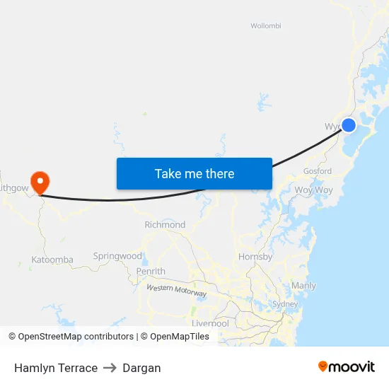 Hamlyn Terrace to Dargan map