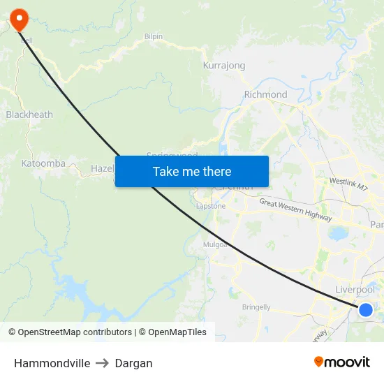 Hammondville to Dargan map