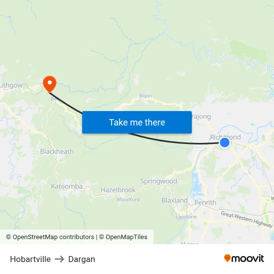 Hobartville to Dargan map