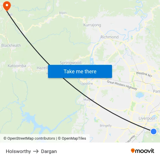 Holsworthy to Dargan map