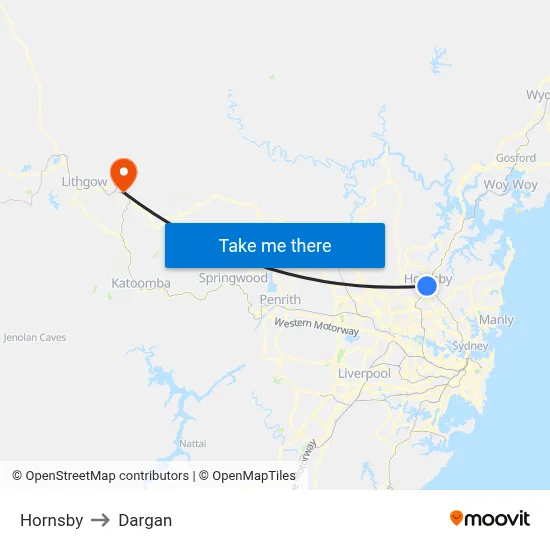 Hornsby to Dargan map