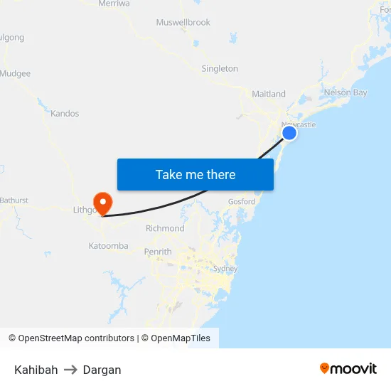 Kahibah to Dargan map