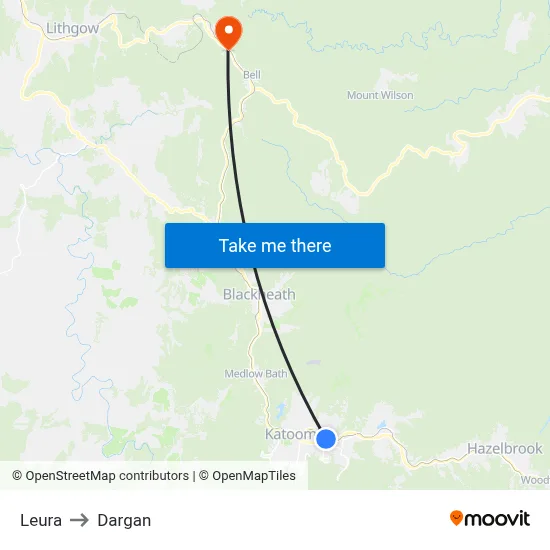 Leura to Dargan map