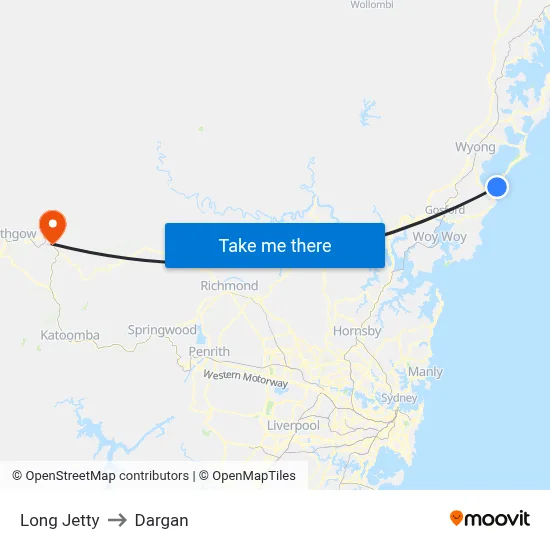 Long Jetty to Dargan map