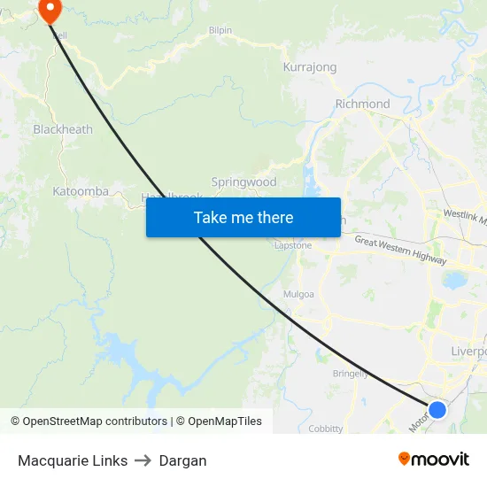 Macquarie Links to Dargan map