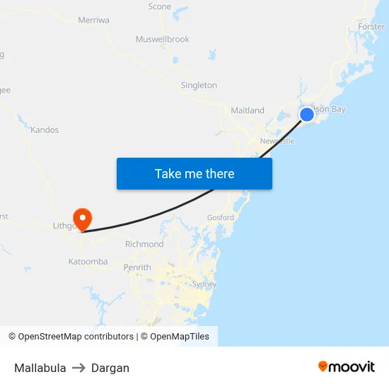 Mallabula to Dargan map