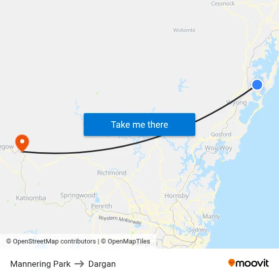 Mannering Park to Dargan map