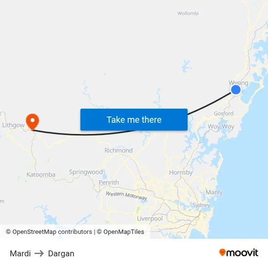 Mardi to Dargan map