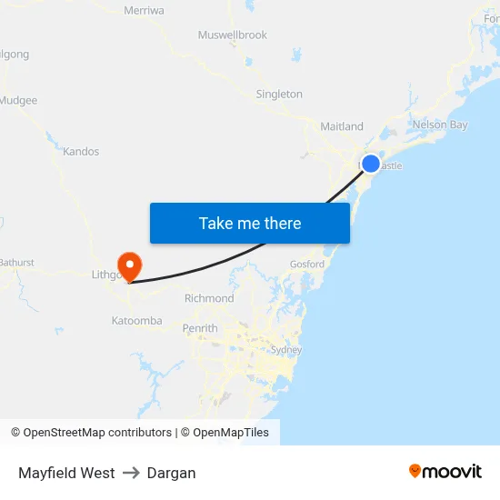 Mayfield West to Dargan map