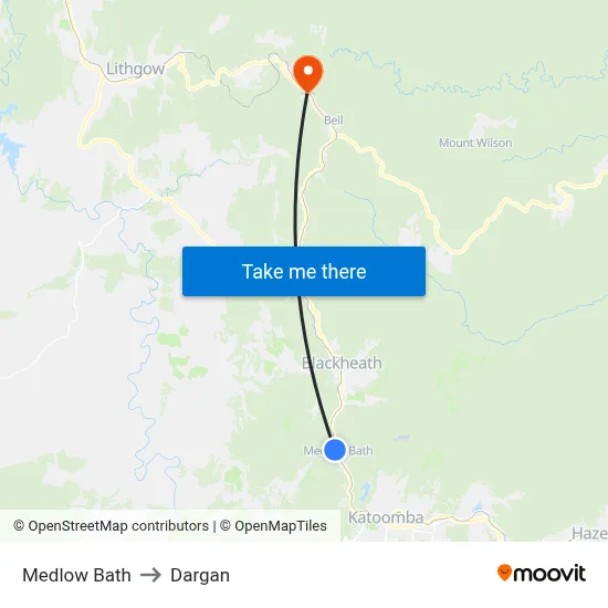Medlow Bath to Dargan map