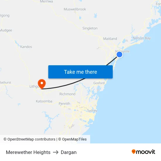 Merewether Heights to Dargan map