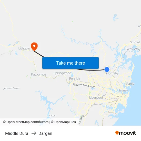 Middle Dural to Dargan map
