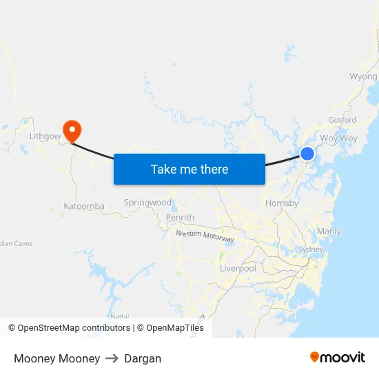 Mooney Mooney to Dargan map