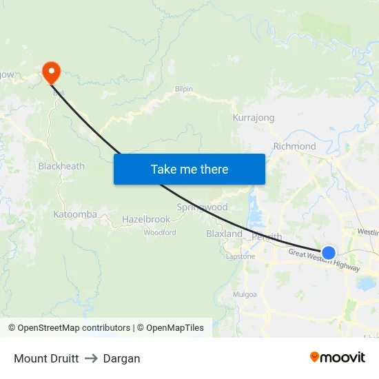 Mount Druitt to Dargan map