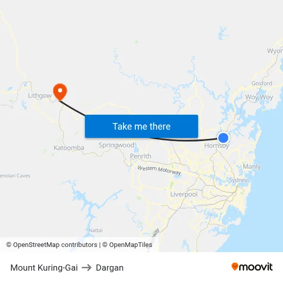 Mount Kuring-Gai to Dargan map
