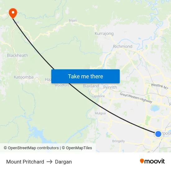 Mount Pritchard to Dargan map