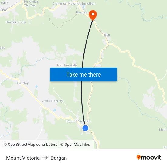 Mount Victoria to Dargan map