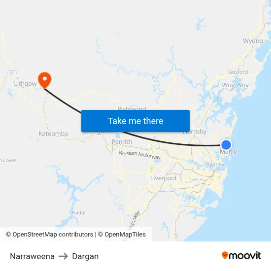 Narraweena to Dargan map