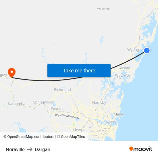 Noraville to Dargan map