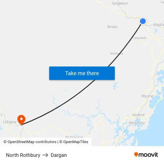 North Rothbury to Dargan map