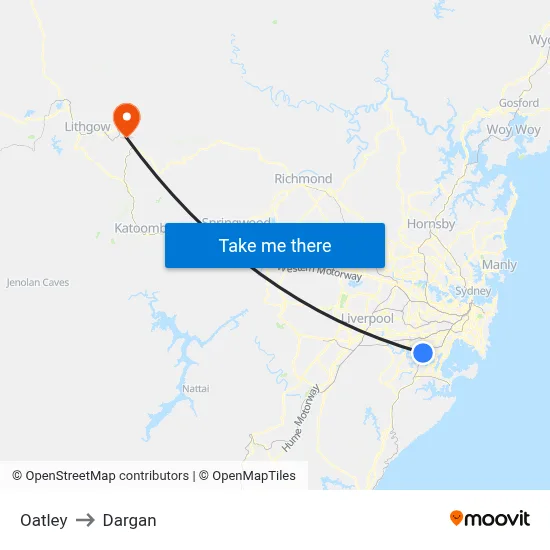 Oatley to Dargan map