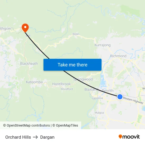 Orchard Hills to Dargan map