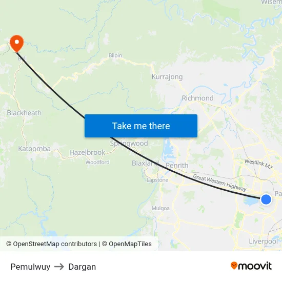 Pemulwuy to Dargan map