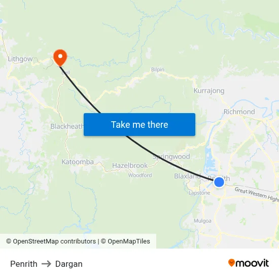 Penrith to Dargan map