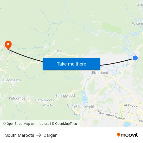 South Maroota to Dargan map
