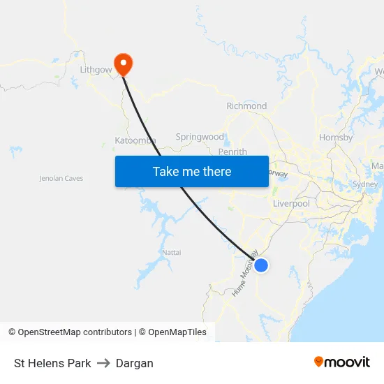 St Helens Park to Dargan map