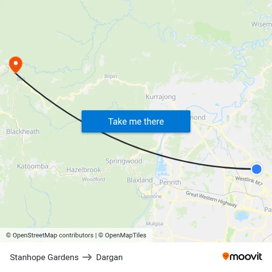 Stanhope Gardens to Dargan map