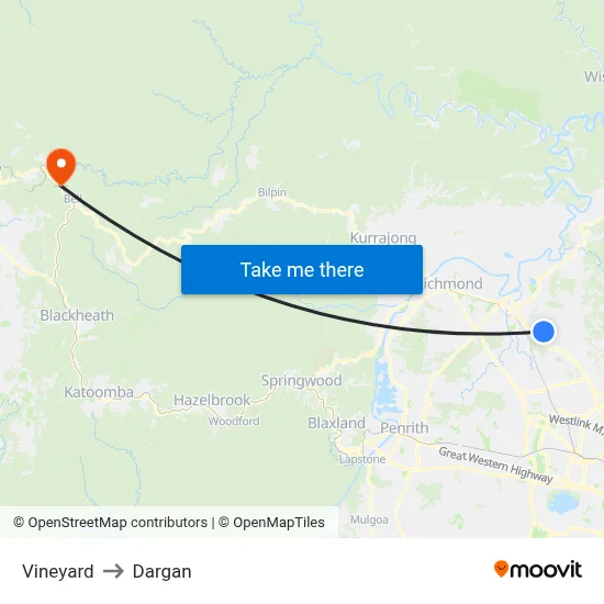 Vineyard to Dargan map