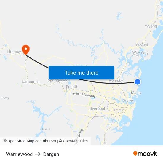 Warriewood to Dargan map