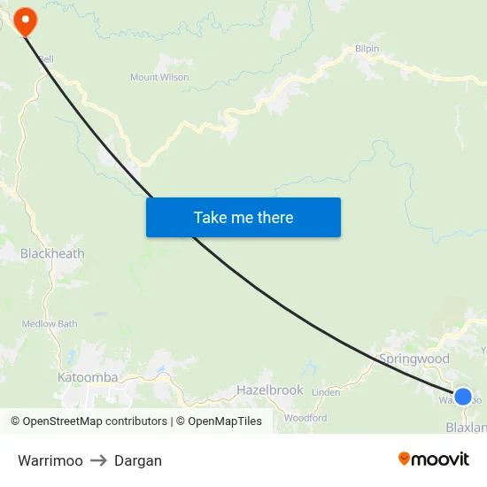 Warrimoo to Dargan map