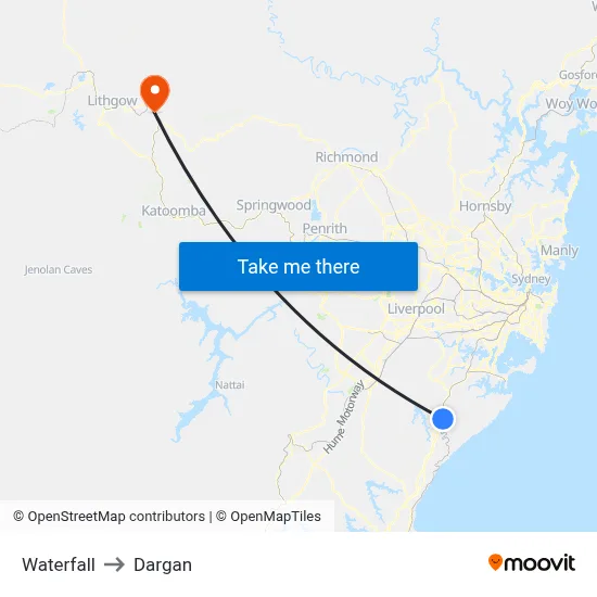 Waterfall to Dargan map