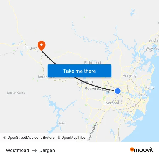 Westmead to Dargan map