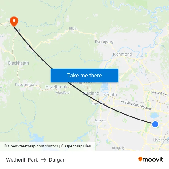 Wetherill Park to Dargan map