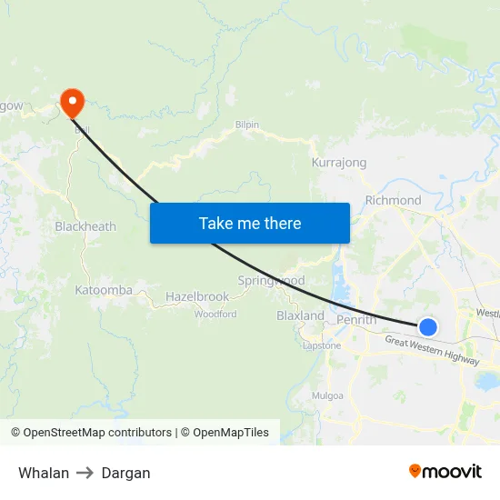 Whalan to Dargan map