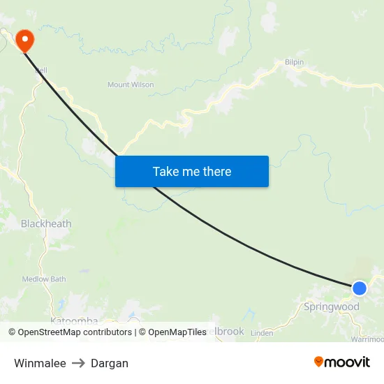 Winmalee to Dargan map