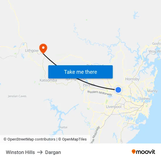 Winston Hills to Dargan map